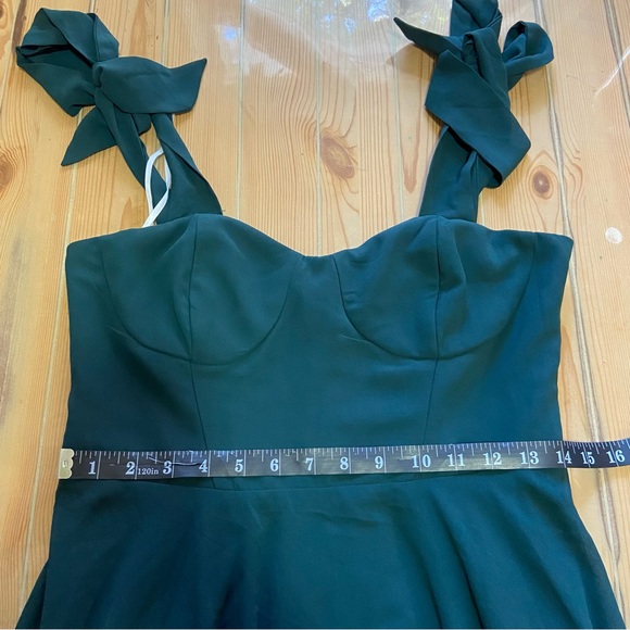NWOT Lulus Sophisticated Charisma Dark Teal Tie-Strap A-Line Midi Dress - Picture 10 of 13